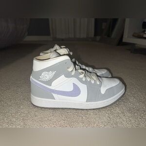 Jordan 1 mid in color wolf grey, size 8 women’s